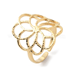 304 Stainless Steel Hollow Flower Open Cuff Rings&nbsp;RJEW-D002-07G