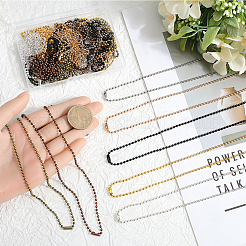 28Pcs 7 Colors Iron Ball Chain Necklace Making&nbsp;MAK-SP0001-07