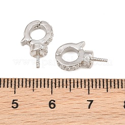 Brass Micro Pave Clear Cubic Zirconia Fold Over Clasps&nbsp;CU-CBA3901-01P