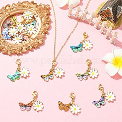 12Pcs Butterfly & Flower Alloy Enamel Pendants Decorations&nbsp;HJEW-YW00122