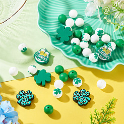 36Pcs 6 Styles Saint Patrick's Day Theme Silicone Beads&nbsp;SIL-TA0003-48