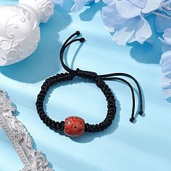 Barrel Wood Braided Bead Bracelets&nbsp;BJEW-JB10365