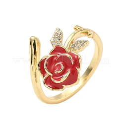 Flower Brass Micro Pave Cubic Zirconia Cuff Rings&nbsp;RJEW-A069-02B-02G