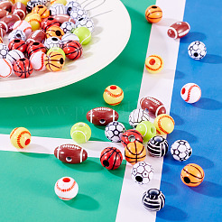 120Pcs 12 Styles Sports Style Acrylic Beads&nbsp;MACR-TA0002-28