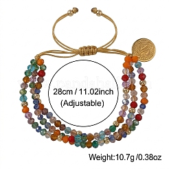 Boho Adjustable Faceted Rondelle Glass Braided Bead 3-Strand Bracelets&nbsp;DM1079-1