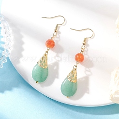Natural Green Aventurine & Dyed Natural Malaysia Jade Dangle Earrings&nbsp;EJEW-JE06673-02