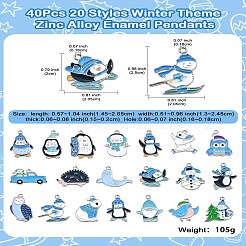40Pcs 20 Styles Winter Theme Zinc Alloy Enamel Pendants&nbsp;ENAM-CJ0006-43