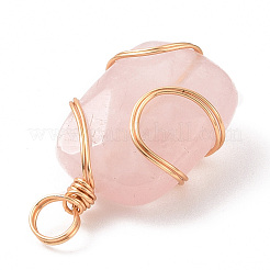 Natural Rose Quartz Rectangle Pendants&nbsp;PALLOY-JF02106-03