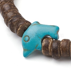 Natural Coconut Rondelle Beaded Stretch Bracelets&nbsp;BJEW-JB10217-01