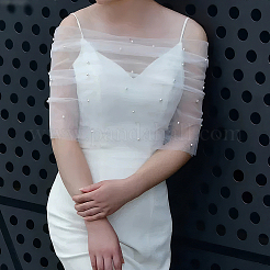 Detachable Pearl Tulle Polyester Shawls&nbsp;AJEW-WH0314-448B