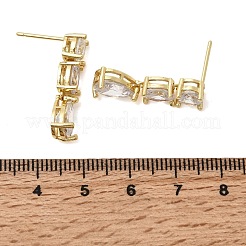 Teardrop Brass Micro Pave Clear Cubic Zirconia Dangle Stud Earrings&nbsp;EJEW-H180-14G
