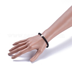 Feng Shui Natural Black Agate(Dyed & Heated) Beaded Stretch Bracelets&nbsp;BJEW-JB05021-03