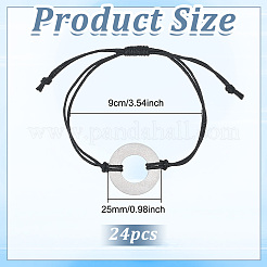 24Pcs Aluminum Disc Link Braided Bead Bracelets&nbsp;BJEW-PH01992