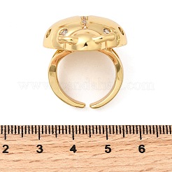 Brass Micro Pave Clear Cubic Zirconia Open Cuff Rings for Women&nbsp;RJEW-I111-03G-02