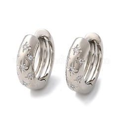 Clear Cubic Zirconia Star Hoop Earrings&nbsp;EJEW-C022-06P-01