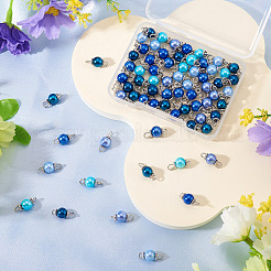 70Pcs 7 Colors Glass Pearl Round Connector Charms&nbsp;PALLOY-TA00265