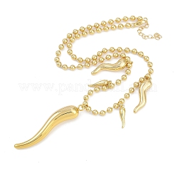 Rack Plating Brass Italian Horn Cornicello Bib Necklacess&nbsp;NJEW-P317-06G