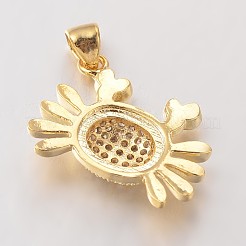 Crab Brass Micro Pave Cubic Zirconia Charms&nbsp;ZIRC-L035-65G-FF