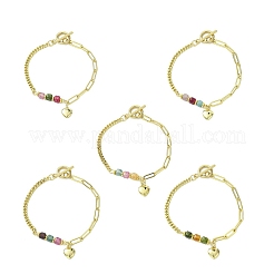 Brass Heart Charm Bracelets&nbsp;BJEW-JB13612