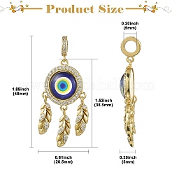 Brass Pave Clear Cubic Zirconia European Dangle Charms&nbsp;KK-CJC0018-08