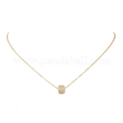 Brass Micro Pave Clear Cubic Zirconia Column Bead and Love Disc Pendant Cable Chain Necklaces&nbsp;NJEW-JN05768