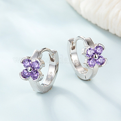 Anti-Tarnish Rhodium Plated Platinum 925 Sterling Silver Micro Pave Cubic Zirconia Hoop Earrings&nbsp;MJ7075-2