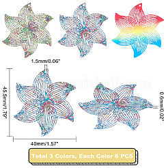 18Pcs 3 Colors 430 Stainless Steel Filigree Pendants&nbsp;STAS-UN0036-03