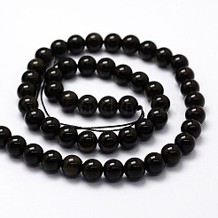 Natural Golden Sheen Obsidian Beads Strands&nbsp;X-G-F364-08-6mm