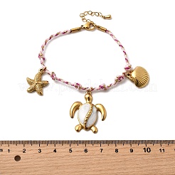 Ocean Theme 304 Stainless Steel Charm Bracelets for Women&nbsp;BJEW-Z142-02G