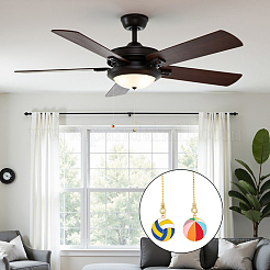 6Pcs Sports Ball Alloy Enamel Charms Ceiling Fan Pull Chain Extenders&nbsp;HJEW-DC00084