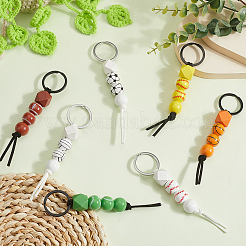 7Pcs 7 Colors Wooden Keychain&nbsp;KEYC-SP0001-08