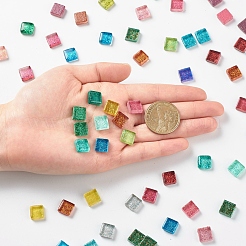 Square with Glitter Powder Mosaic Tiles Glass Cabochons&nbsp;DIY-P045-04