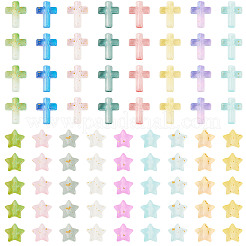 200Pcs 2 Styles Gradient Color Transparent Acrylic Beads&nbsp;OACR-TA0004-85