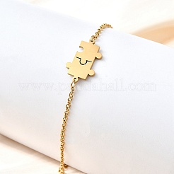 201 Stainless Steel Pulsera Puzzle Link Bracelets&nbsp;BJEW-B128-03G