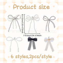 12Pcs 6 Styles Lace & Plastic Bowknot Shoe Charms&nbsp;DIY-HY0002-57