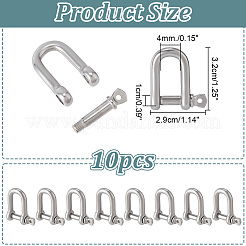 304 Stainless Steel D-Ring Anchor Shackle Clasps&nbsp;STAS-WH0033-56A