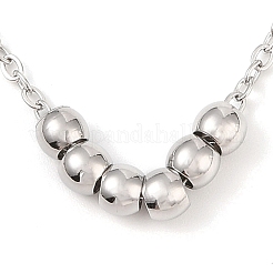 Non-Tarnish 304 Stainless Steel Cable Chain Round Beads Pendant Necklaces for Women&nbsp;NJEW-Z047-02P