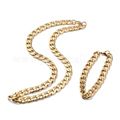 304 Stainless Steel Curb Chains Bracelets & Necklaces Jewelry Sets&nbsp;SJEW-I206-01G