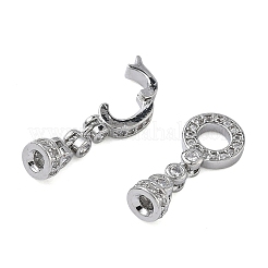 Ring Brass Micro Pave Clear Cubic Zirconia Fold Over Clasps&nbsp;KK-Z143-21P