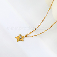 Duo Tone 304 Stainless Steel Star with Heart Pendant Necklaces for Women&nbsp;WG2BCC9-01