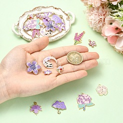 22Pcs 11 Styles Light Gold Plated Alloy Enamel Pendants&nbsp;ENAM-YW0008-41