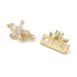 Rack Plating Brass Pave Clear Cubic Zirconia Flower Slide Charms&nbsp;KK-G464-01LG