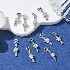 SHEGRACE Brass Micro Pave Cubic Zirconia Pendants&nbsp;XGRQ3D914-514P
