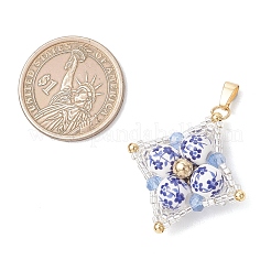 Handmade Flower Printed Porcelain Ceramic Pendants&nbsp;PALLOY-MZ01252