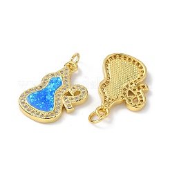 Brass Micro Pave Cubic Zirconia Pendants&nbsp;KK-A197-30G