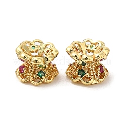 Rack Plating Brass Cubic Zirconia Spacer Beads&nbsp;KK-R147-01G