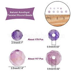 2 Strands 2 Style Natural Amethyst Faceted Round Beads Strands&nbsp;G-AR0004-42