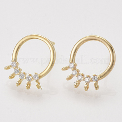 Brass Cubic Zirconia Stud Earring Findings&nbsp;X-KK-S350-026