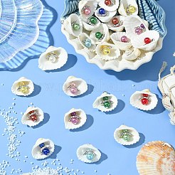 50Pcs 10 Colors Acrylic & Shell Pendants&nbsp;PALLOY-CJ00046