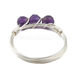 Natural Mixed Gemstone Bead Finger Ring&nbsp;RJEW-JR00585